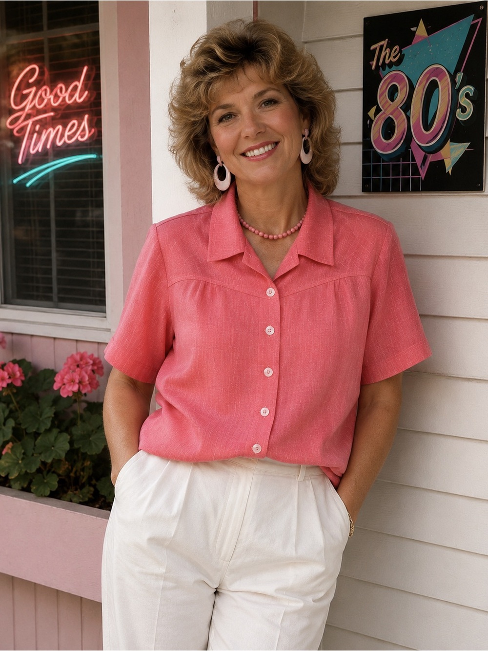 Vintage Leslie Belle Pink Women's Top